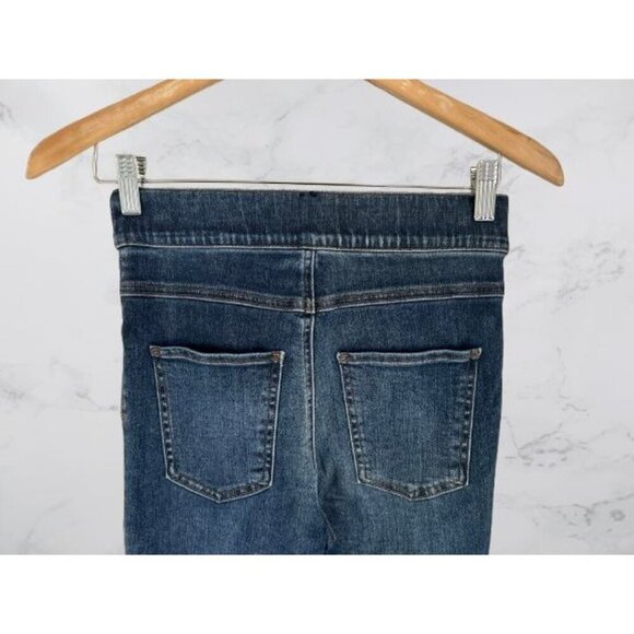 Spanx Pull On Vintage Denim Blue Legging Raw Hem Distressed Jeans Size S/P - Picture 4 of 8
